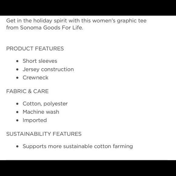 NWT Women's Sonoma Goods For Life® Short Sleeve Holiday Graphic Tee Size L - Picture 2 of 2